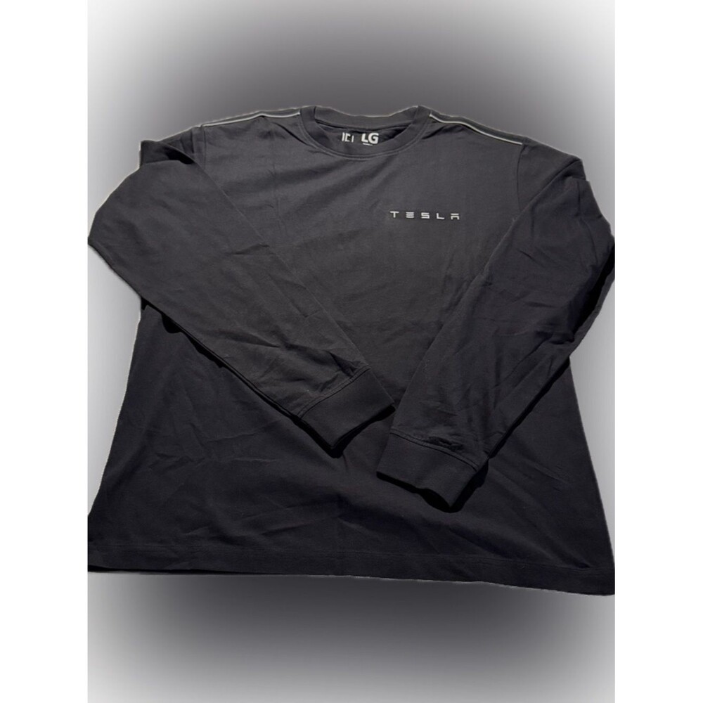 Tesla T Shirt Womens L Black Logo Graphic Crew Neck Long Sleeve Tee - Picture 2 of 8